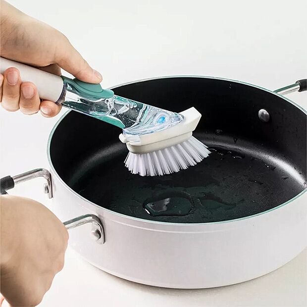 Щетка с диспенсером для жидкого мыла Jordan & Judy Long-handle Brush Pot HO341 (White) - 5